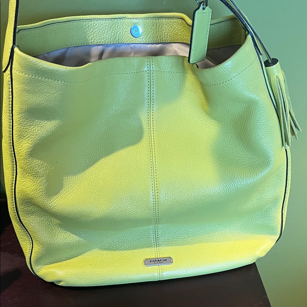 Coach Vibrant Green Leather Hobo Bag
